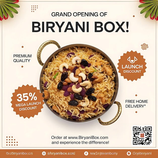 Photo delicious biryani grand opening special