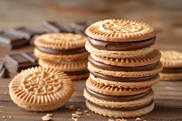 Delicious biscuits filled with chocolate cream