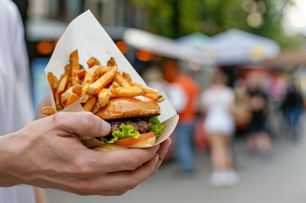 Photo a delicious bite at the food festival