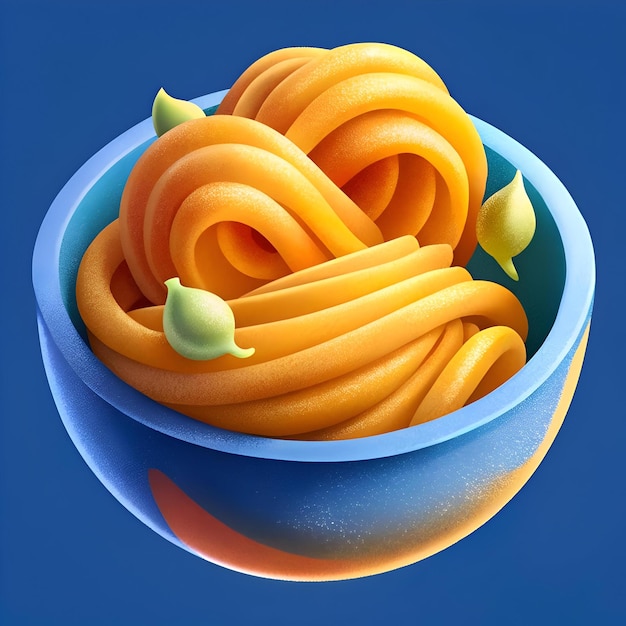 Photo a delicious bowl of spaghetti with a playful twist this illustration is perfect for adding a touch of fun and appetite to your food related designs