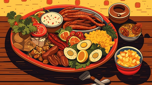 Delicious brazilian food illustrations