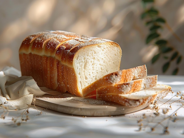 Delicious Bread and Slices on White Background