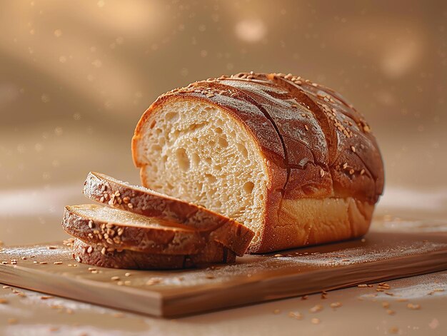 Delicious Bread and Slices on White Background