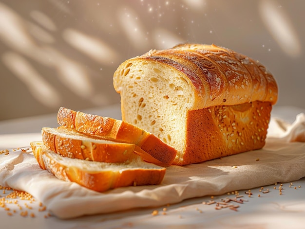 Delicious Bread and Slices on White Background