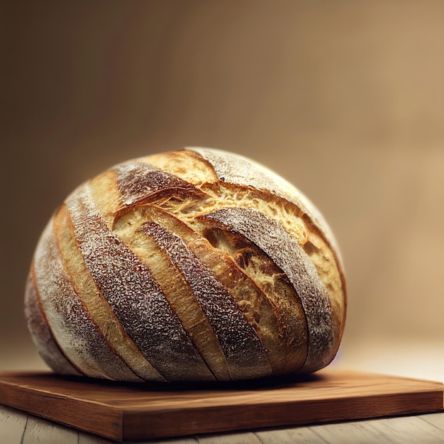 Delicious bread on wooden table for restaurant menu 3d illustrated