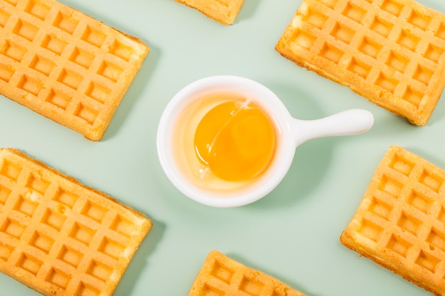 Delicious breakfast dessert wafflesDelicious afternoon tea waffles