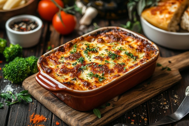 Photo delicious broccoli casserole ready to serve