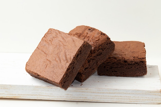 Delicious brownies of chocolate isolated on white background