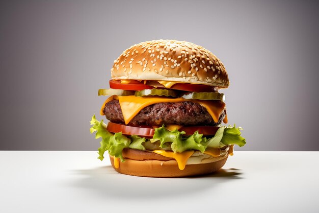 Delicious burger over isolated white background