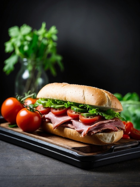 Delicious burger with fresh ingredients