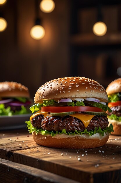 Delicious burger with fresh ingredients