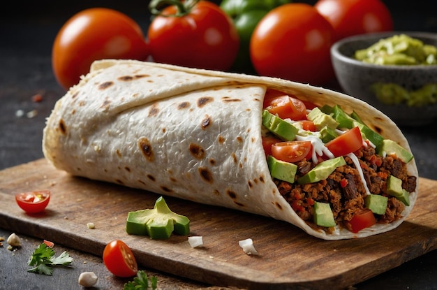 Delicious Burrito with Fresh Ingredients