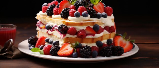 Delicious Cake with Fruits