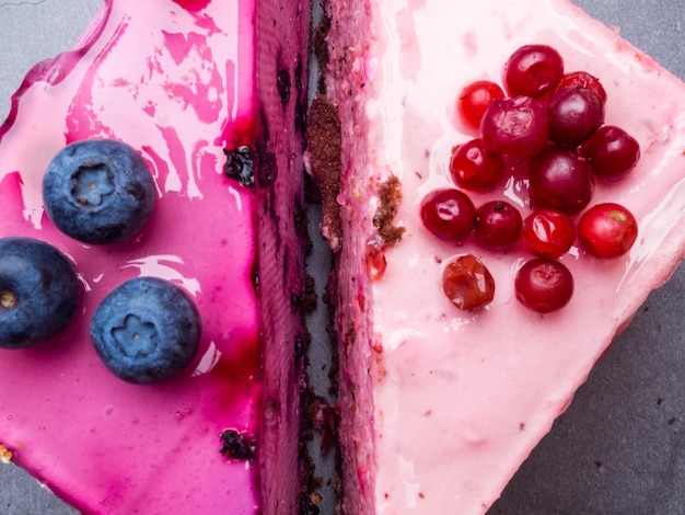 Delicious cakes with fresh blueberry cranberry vegan sweet desert