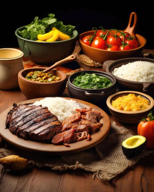 Delicious Canjica brazilian food dish with dark studio background