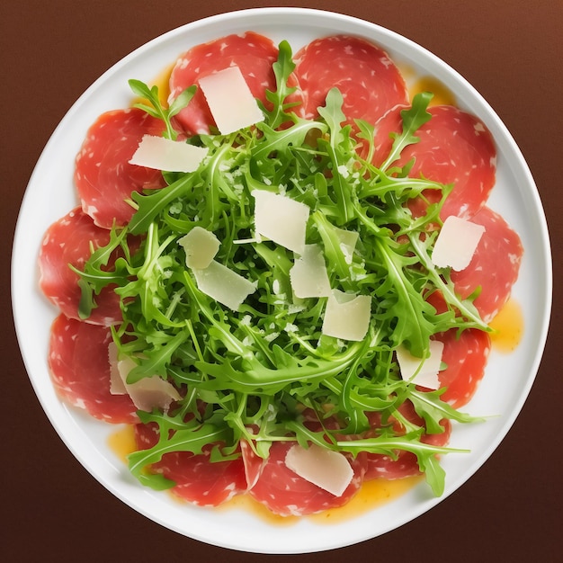 a delicious carpaccio di manzo with Parmesan and arugula