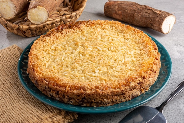 Delicious cassava cake on the table