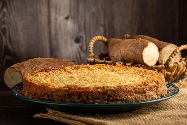 Delicious cassava cake on the table