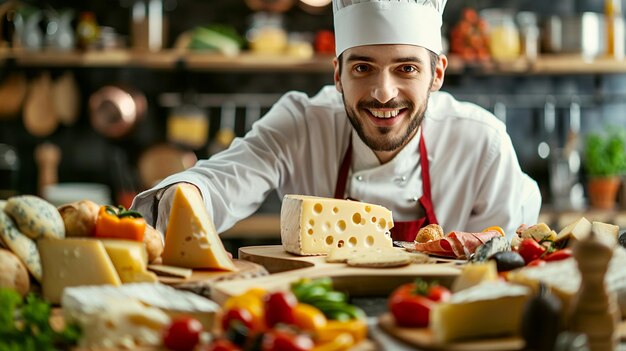 Photo delicious cheese platter prepared by chef gourmet culinary image