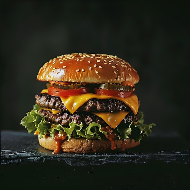 Delicious Cheeseburger on a Modern Table