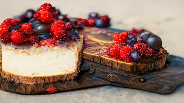 Delicious cheesecake with wild berries