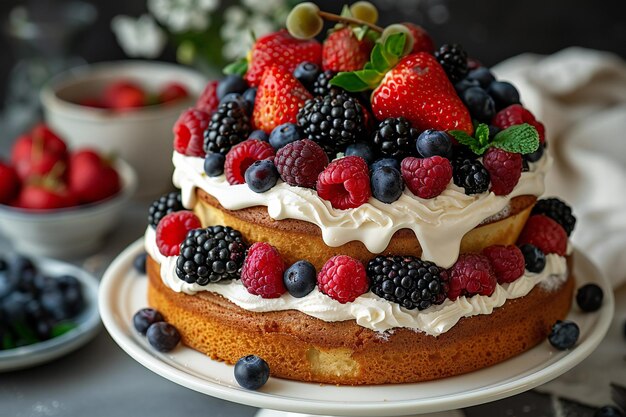 Delicious Cherry Cake with Fresh Cherry Topping and Gourmet Decoration for an Elegant Dessert Experi