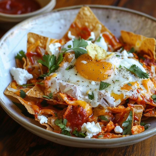 Delicious Chilaquiles with Fried Egg and Cheese