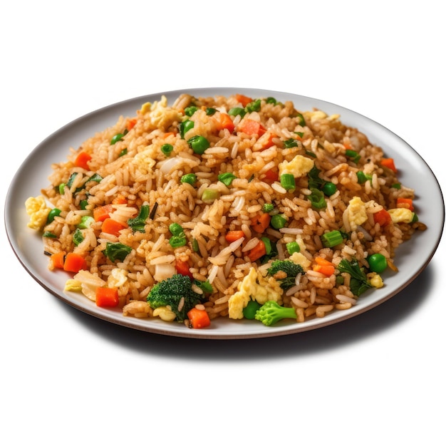 Delicious Chinese Egg Fried Rice with Vegetables on a Plate