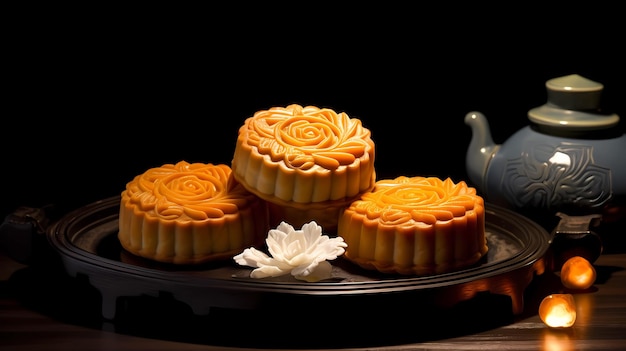 Delicious Chinese traditional festival Midautumn festival food moon cake