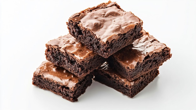 Delicious Chocolate Brownies on White Background