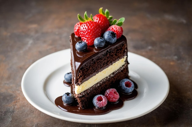 Delicious chocolate cake with fresh berries gourmet pastry perfect for any occasion