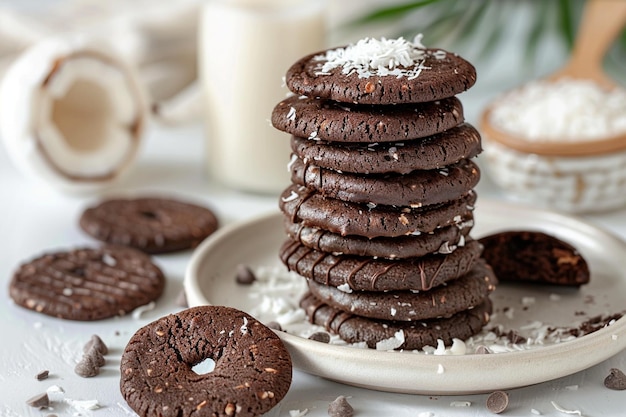 Delicious chocolate and coconut cookies with coconut