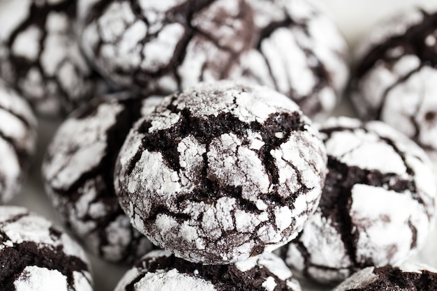 Delicious chocolate cookies on a bowl