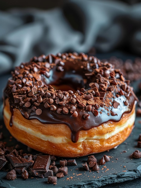 Photo delicious chocolate doughnut