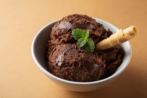 Delicious chocolate ice cream still life