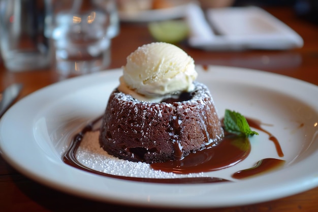 Delicious Chocolate Lava Cake with Molten Center and Vanilla Ice Cream for a Gourmet Dessert Delight