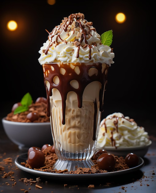 Delicious chocolate milk shake madness without background