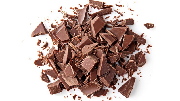 Delicious Chocolate Shavings on White Background Generative AI