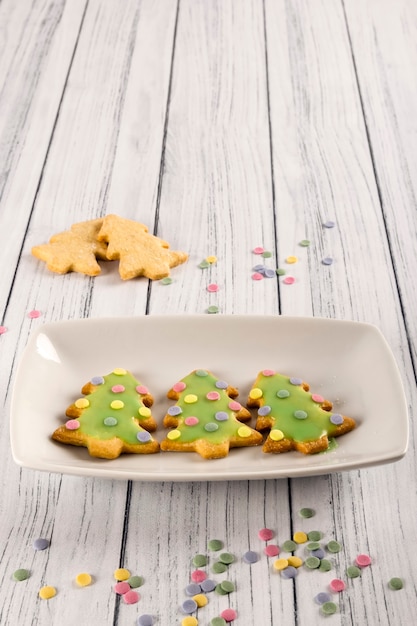 Delicious Christmas cookies on the plate