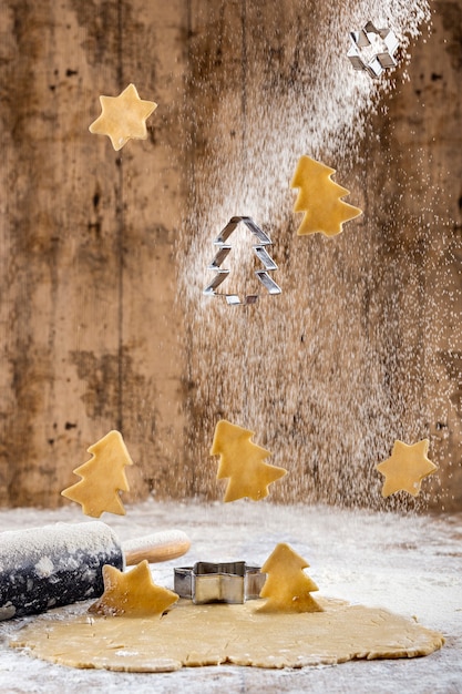 Delicious Christmas cookies with dough