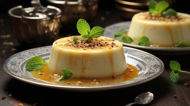 Delicious classic creamy semolina pudding with beautiful presentation