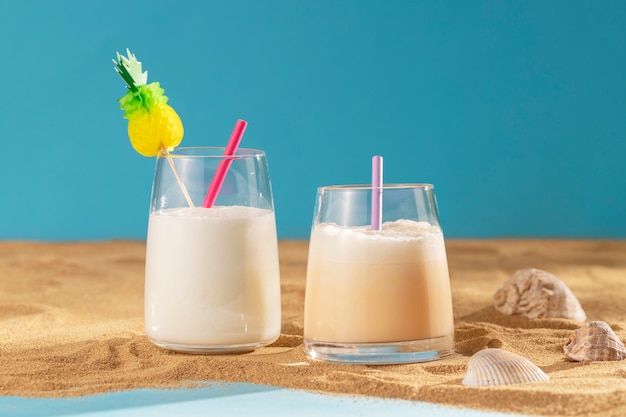 Delicious cocktails on beach arrangement