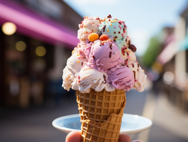 Delicious Colorful Ice Cream Indulge in a Joyful Sweet Treat Generative AI