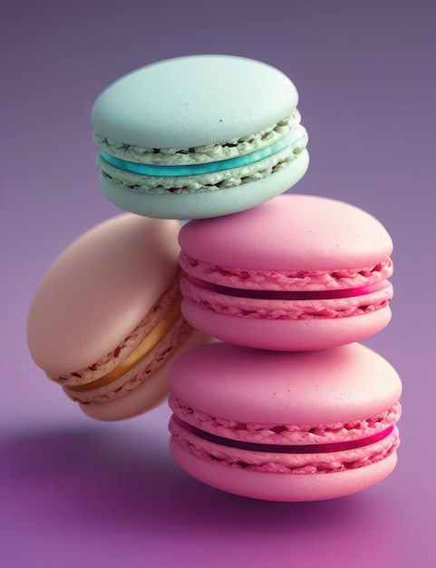 Delicious and colorful multicolored macarons Generative AI