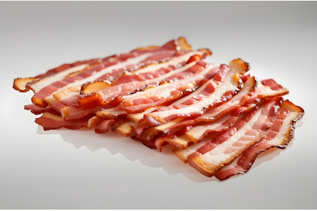 Delicious Cooked Bacon Slices Isolated on Transparent Background ai image