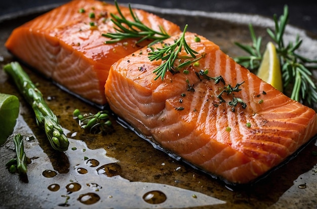 Delicious cooked salmon fish fillets