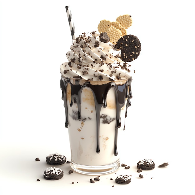 Photo delicious cookies and cream milkshake