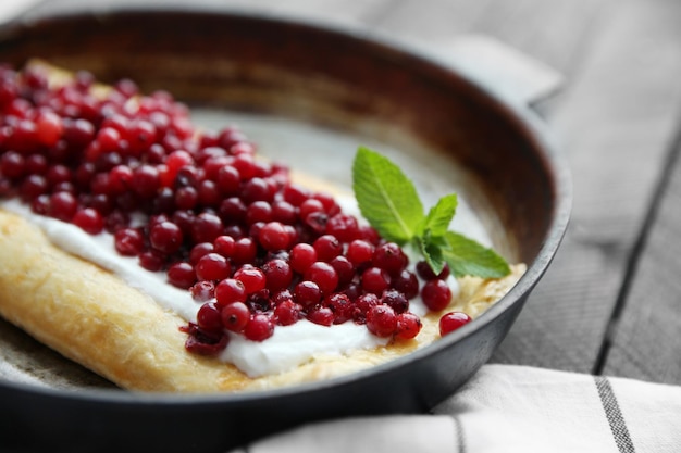 Delicious cranberry cake closeup