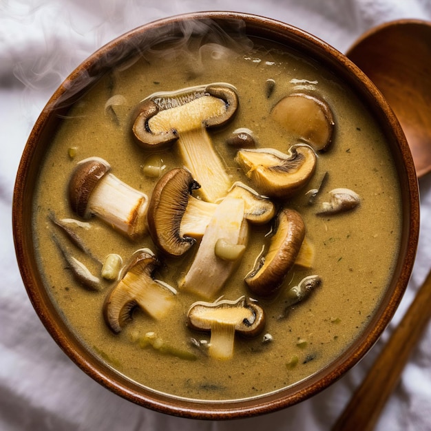 Delicious cream Bowl of mushroom soup