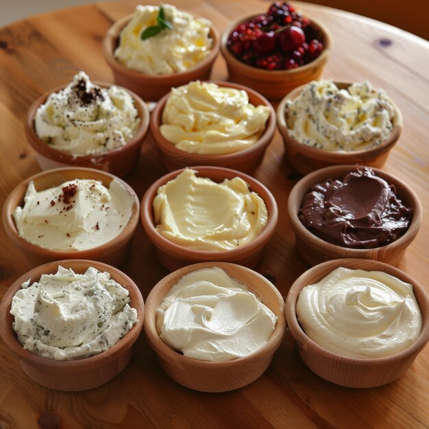 Photo delicious cream cheese and spreads assortment for gourmet dining and entertaining